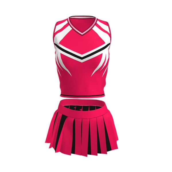 Red Cheerleader Uniforms in Black Color Polyester for women